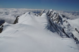 Schneegipfel und Gletscherspalten